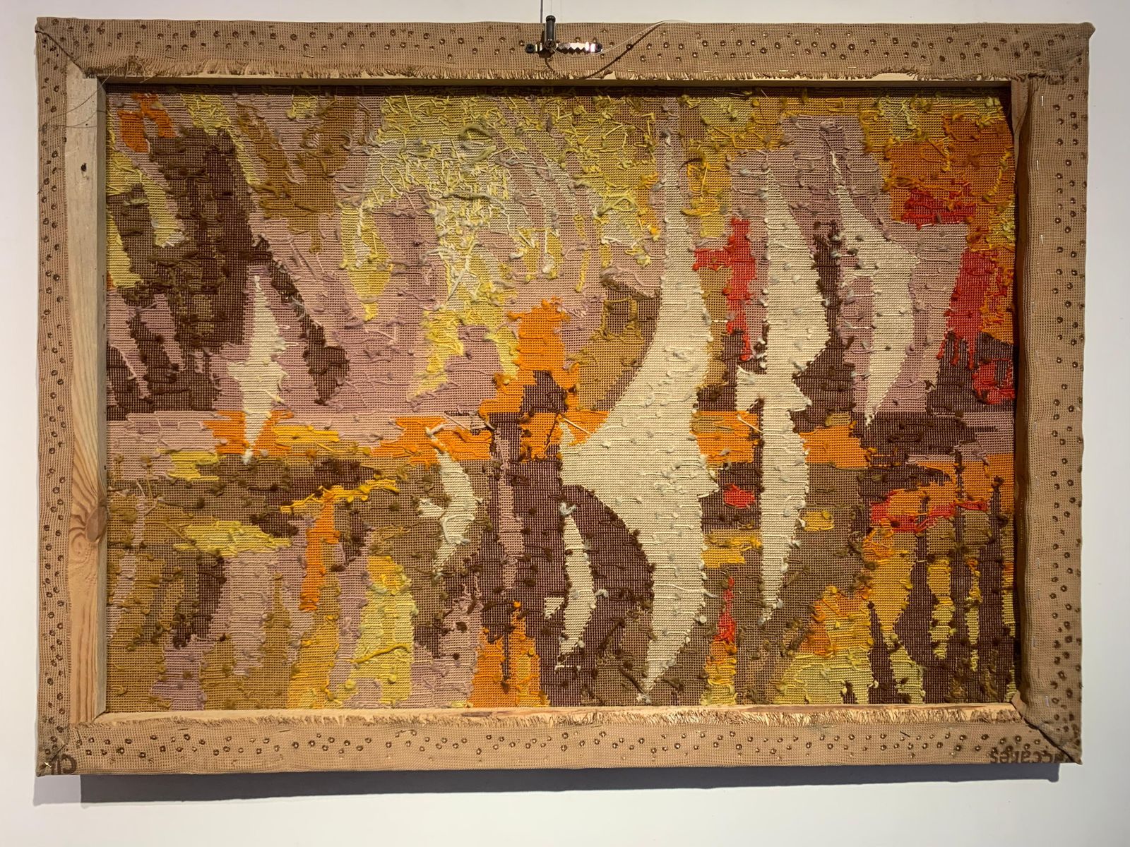 photo furniture Mid Century Modern Wool Tapestry, Signed Duprez, French, 73x102 Cm