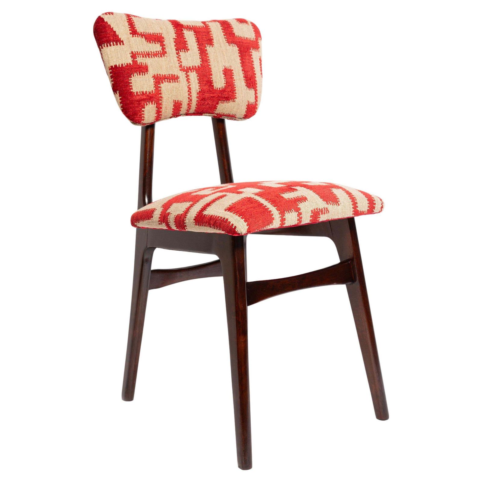 Mid Century Butterfly Chair, Delfi Carmine By C&C, Walnut Wood, 1960s