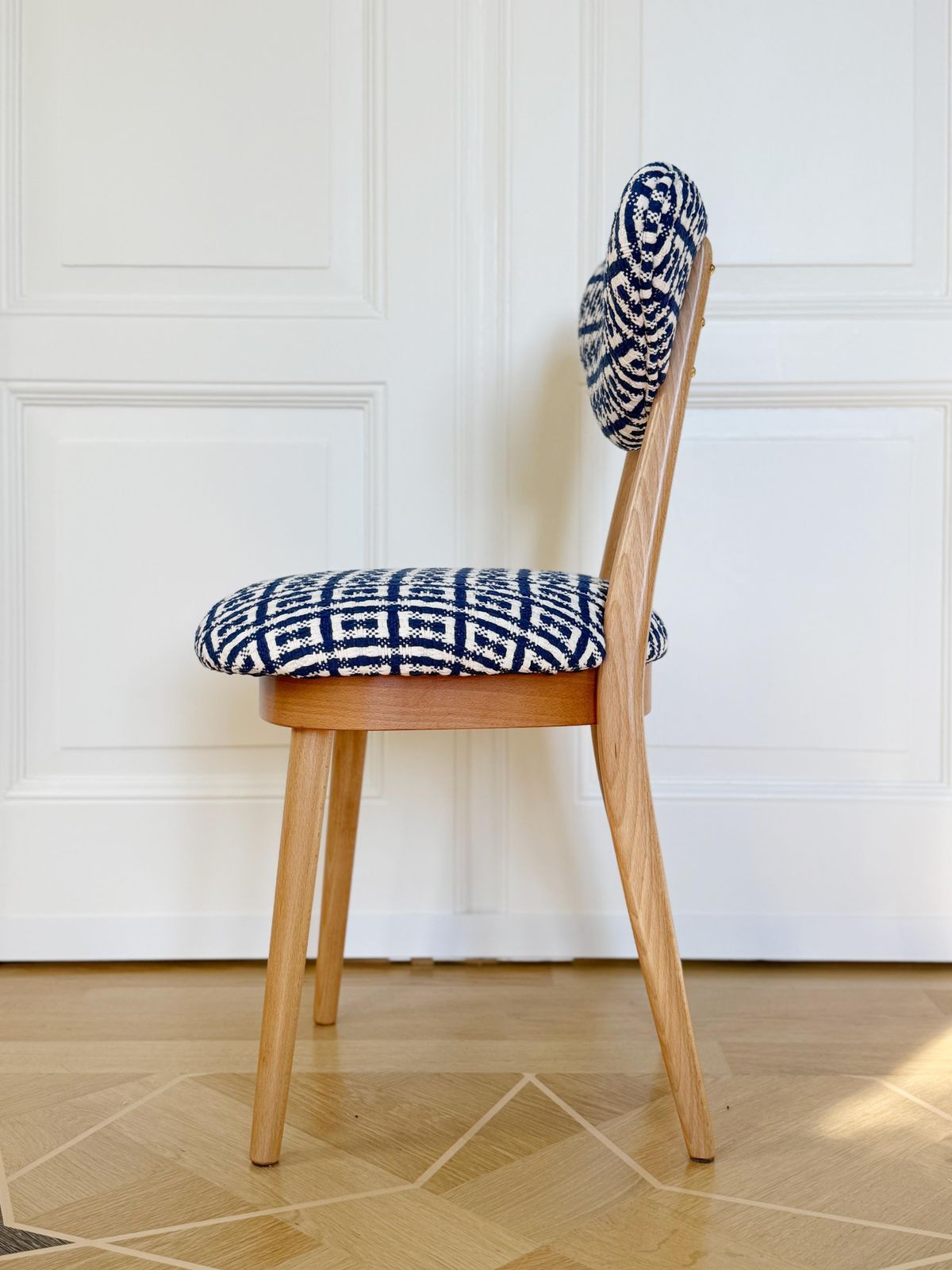 photo vinterior Set Of Eight Mid Century Heart Chairs In Hsh Jacquard By Dedar, Europe, 1960s