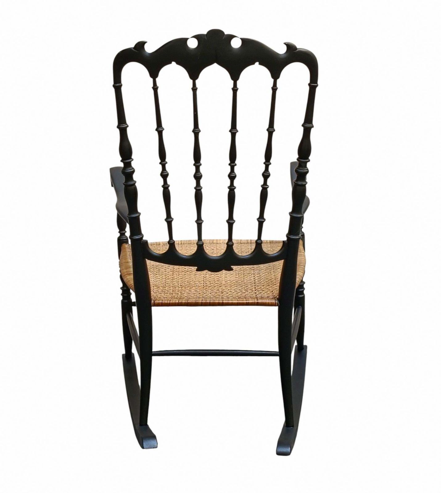 F.Lli Podesta' Rocking Chair "Chiavari" In Wood And Wicker, Italy 1950s photo 1908.0