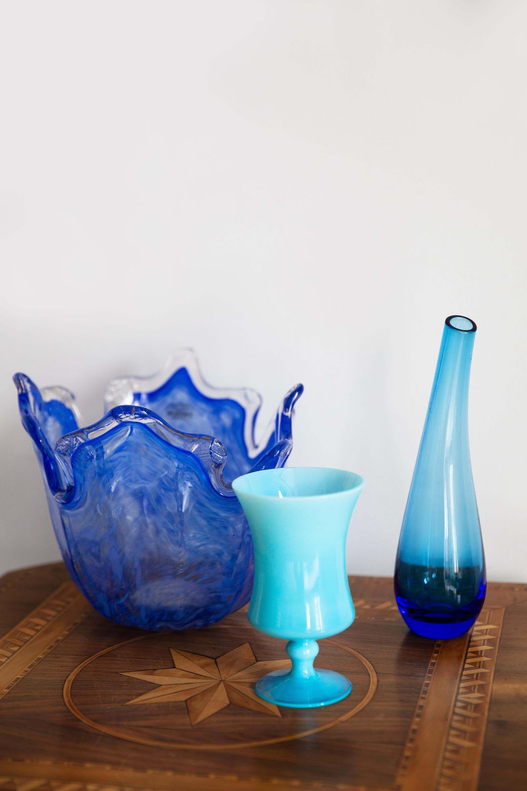 Slim Mid Century Vintage Blue Glass Vase, Europe, 1960s photo furniture