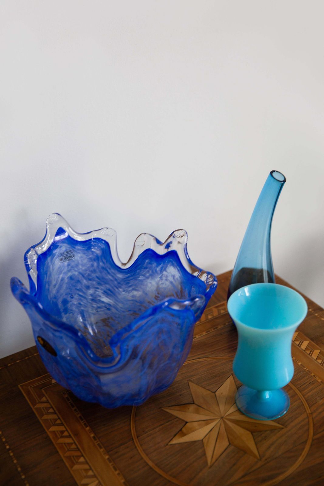 Slim Mid Century Vintage Blue Glass Vase, Europe, 1960s photo for sale