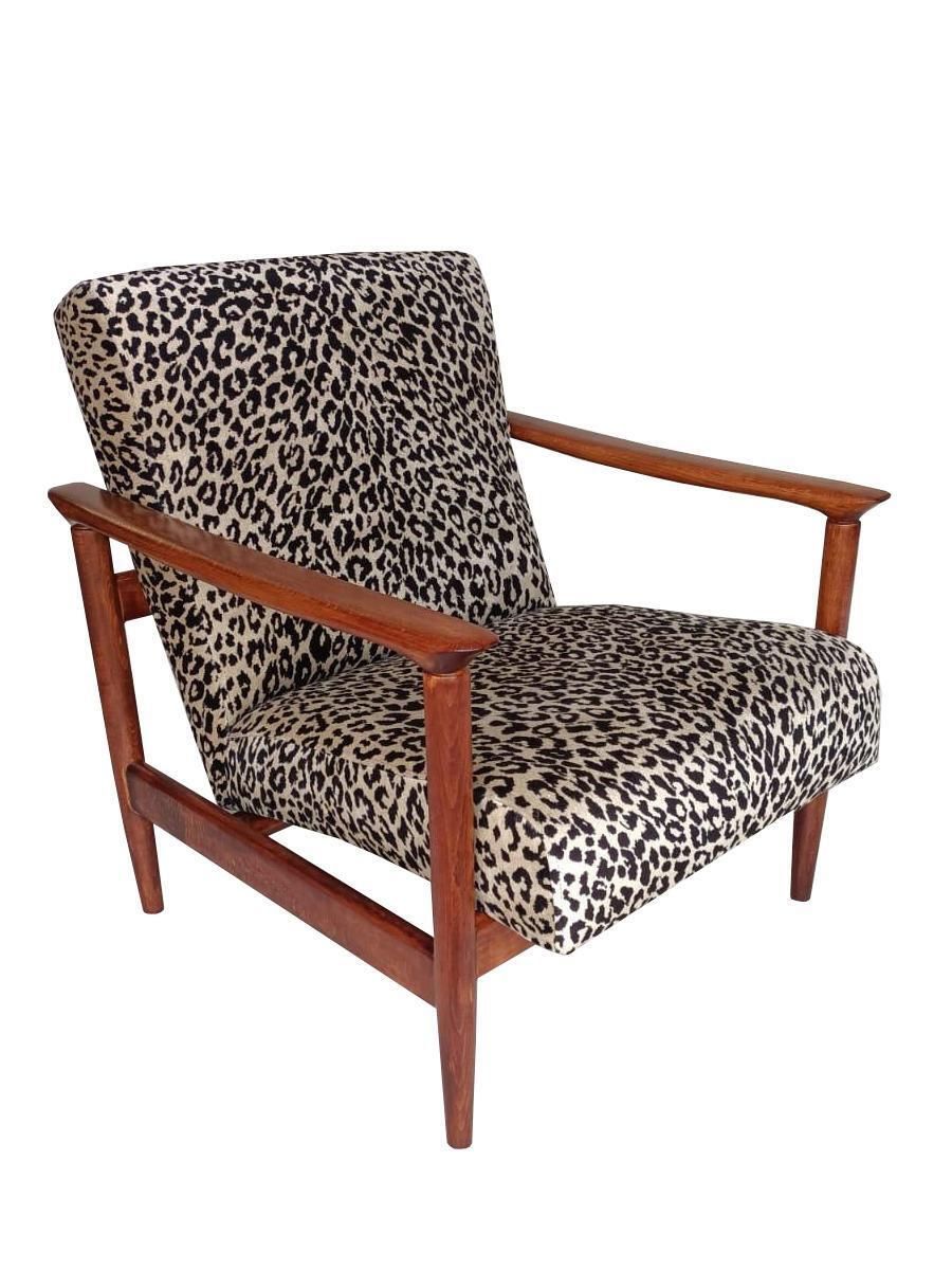 Mid Century Beige Leopard Armchair, Gfm 142, Edmund Homa, Europe photo for sale