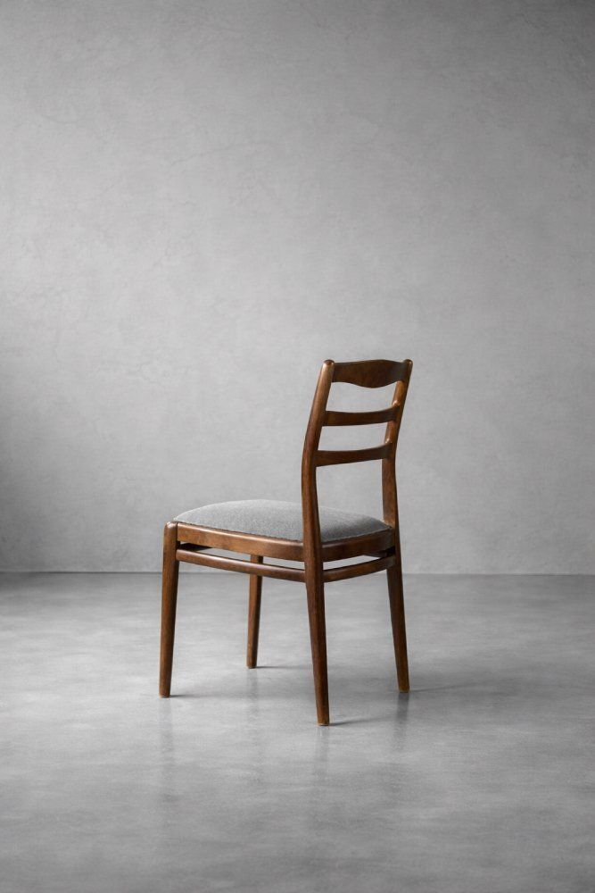 Furniture Mid Century Modern Danish Teak & Grey Fabric Chairs, 1960s, Set Of 4 photo