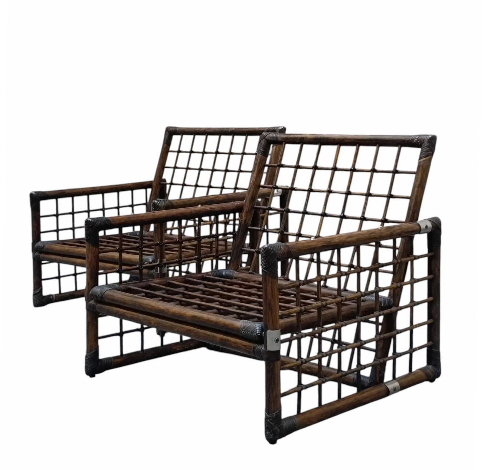 Afra & Tobia Scarpa Pair Of Armchairs From The Basilan Series, Italy 1970s photo for sale