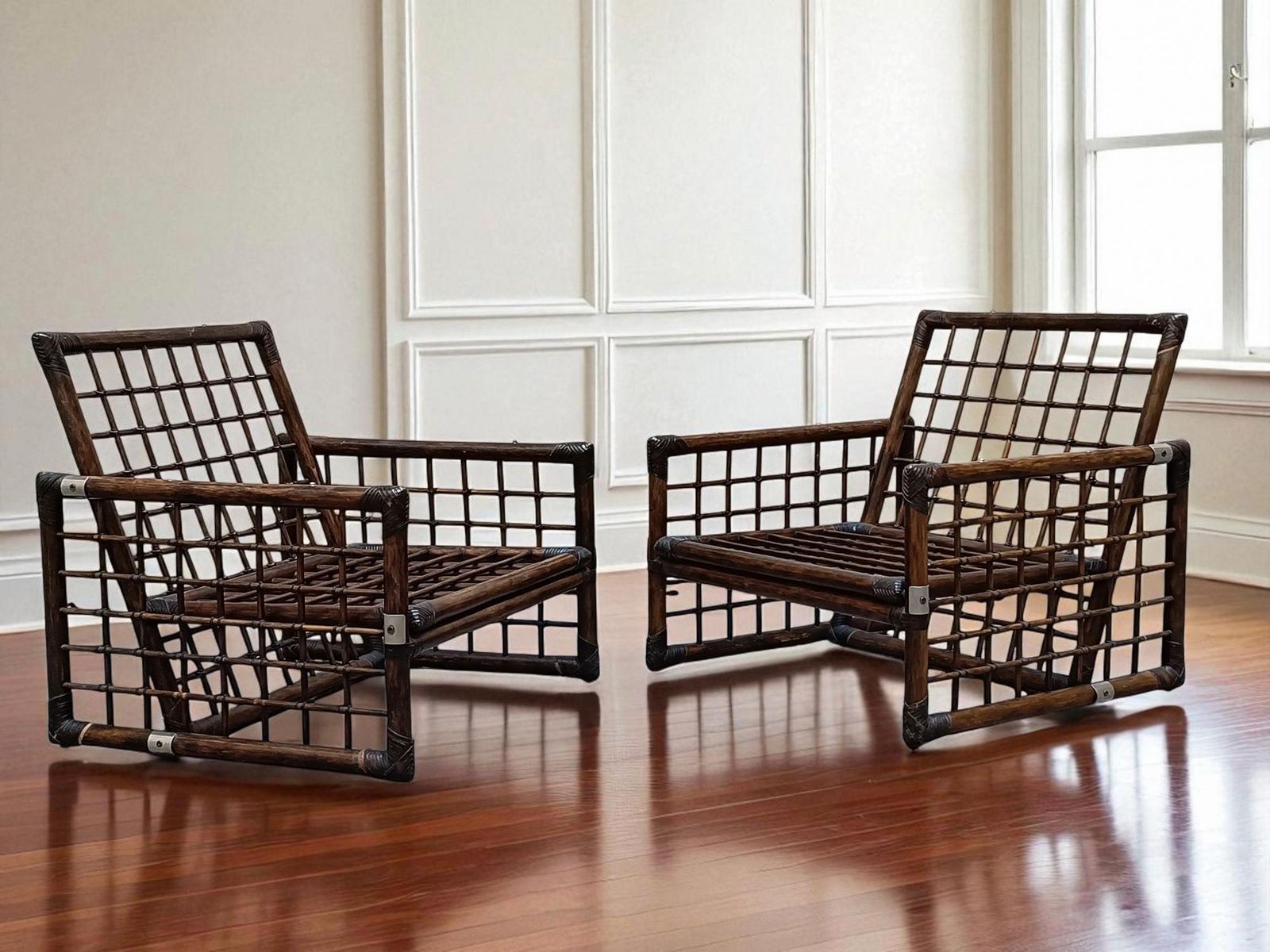 Afra & Tobia Scarpa Pair Of Armchairs From The Basilan Series, Italy 1970s photo vintage