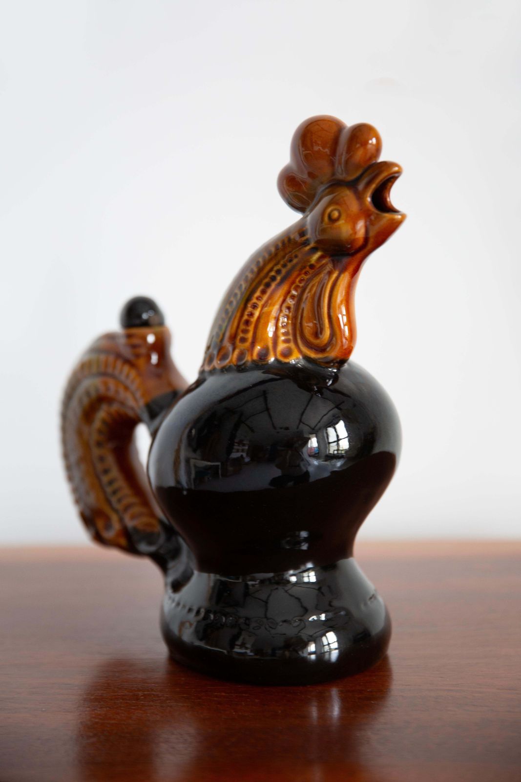 Mid Century Brown Cock Decanter Carafe, Ceramic, Europe, 1960s photo buy