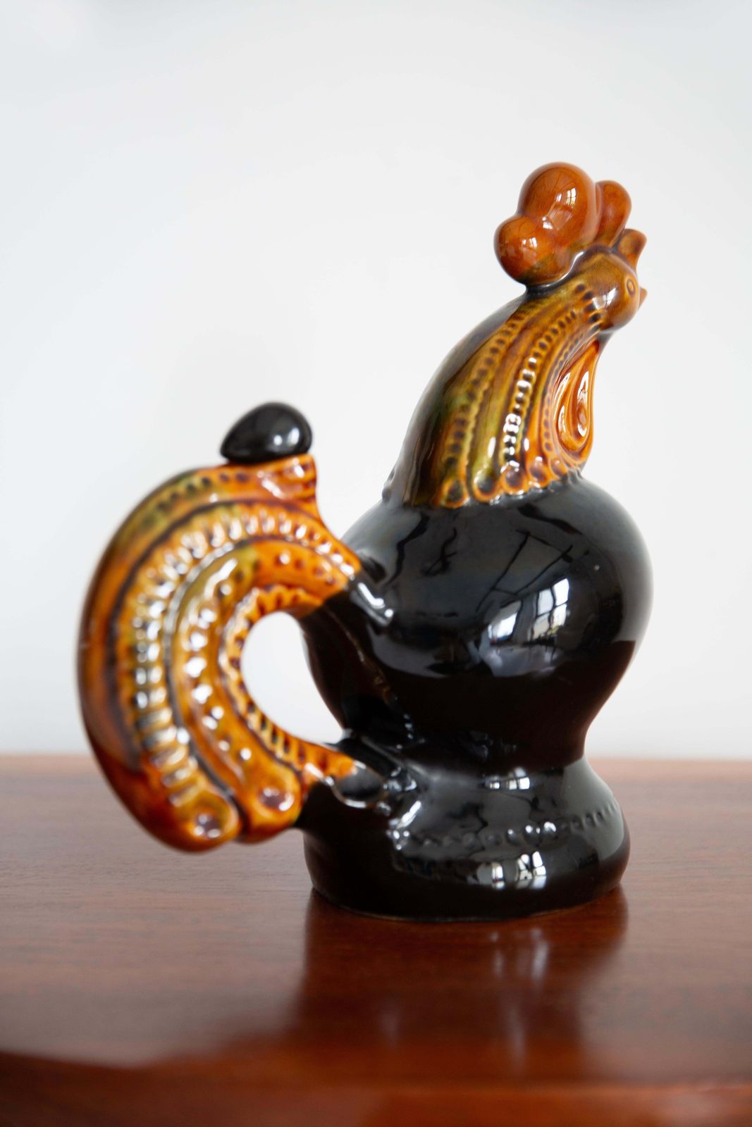 photo furniture Mid Century Brown Cock Decanter Carafe, Ceramic, Europe, 1960s