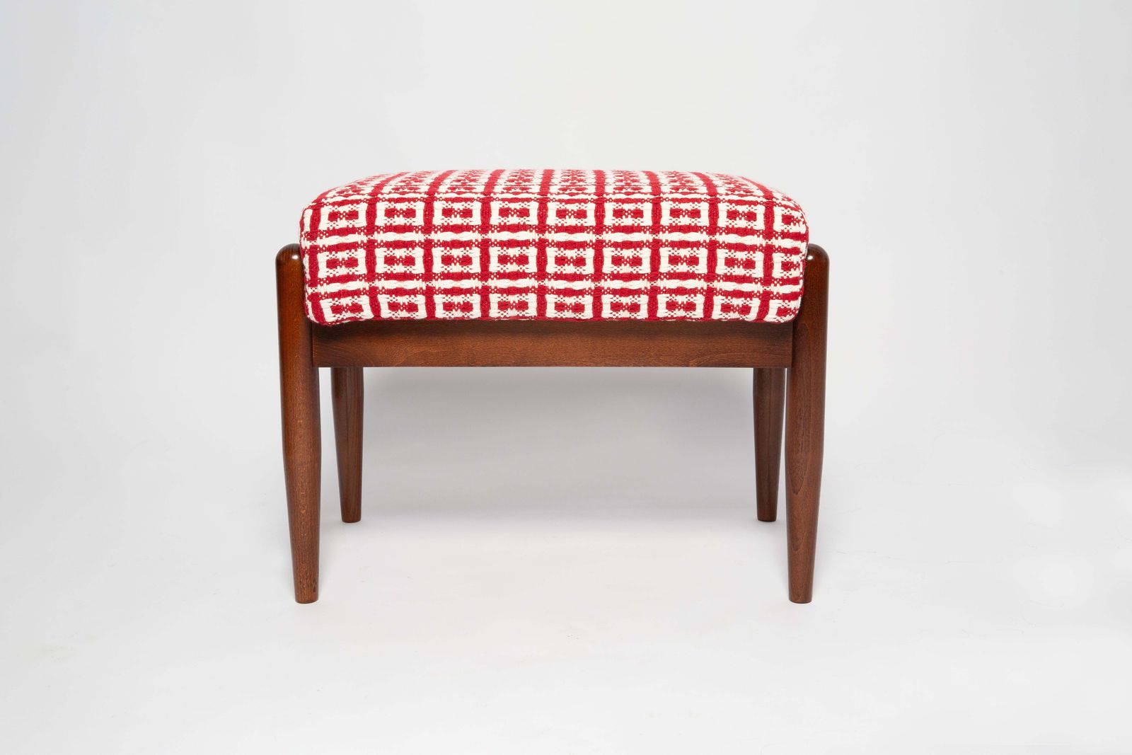 Pair Of Mid Century Gfm Stools In Tweed Jacquard Dedar, E. Homa, Europe, 1960s photo vinterior