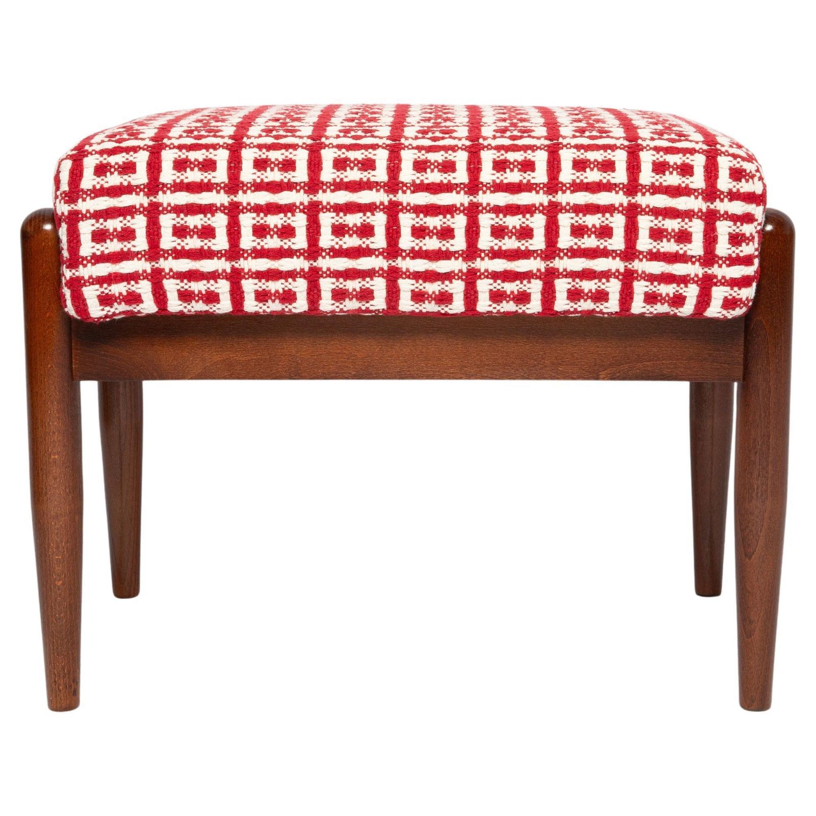 Mid Century Gfm Stool In Geometric Tweed Jacquard Dedar, E. Homa, Europe, 1960s