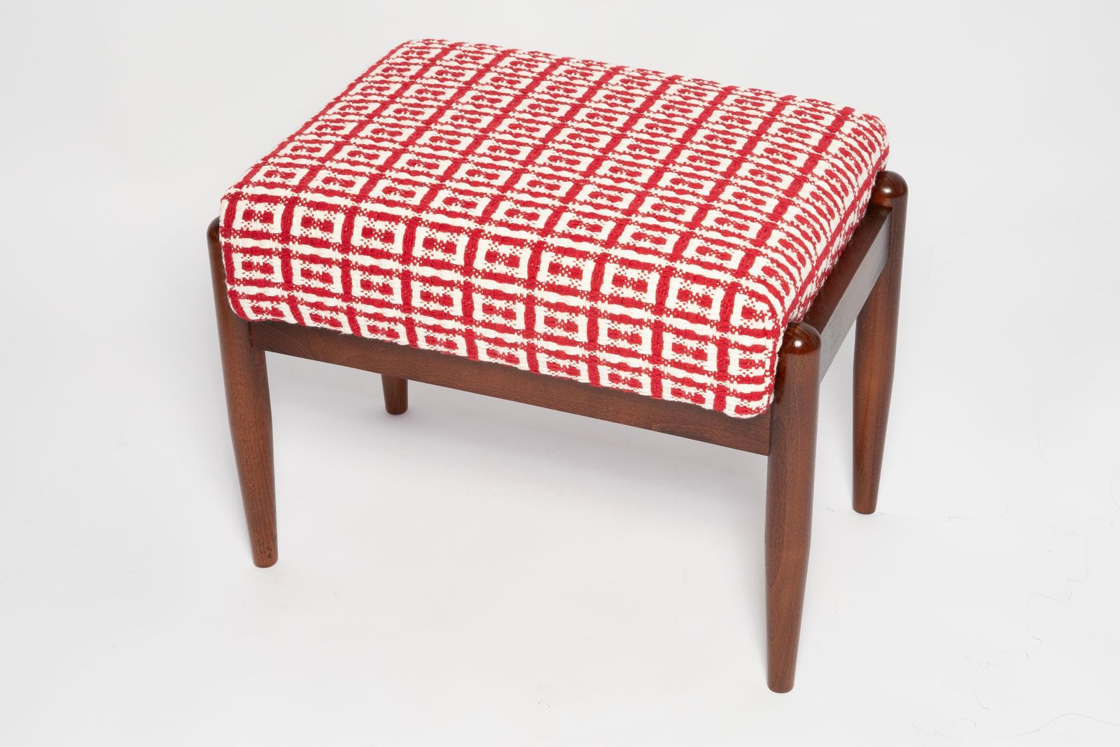 Mid Century Gfm Stool In Geometric Tweed Jacquard Dedar, E. Homa, Europe, 1960s photo furniture