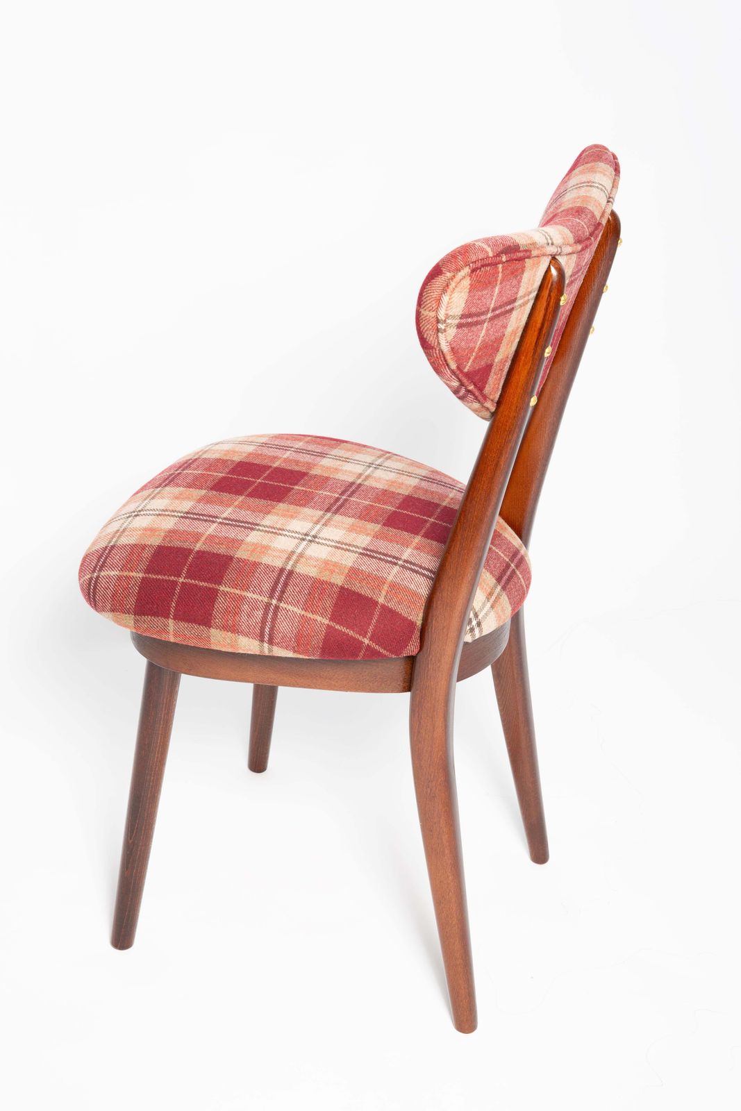photo furniture Mid Century Red Wine Classic Scottish Pattern Heart Chair, Europe, 1960s