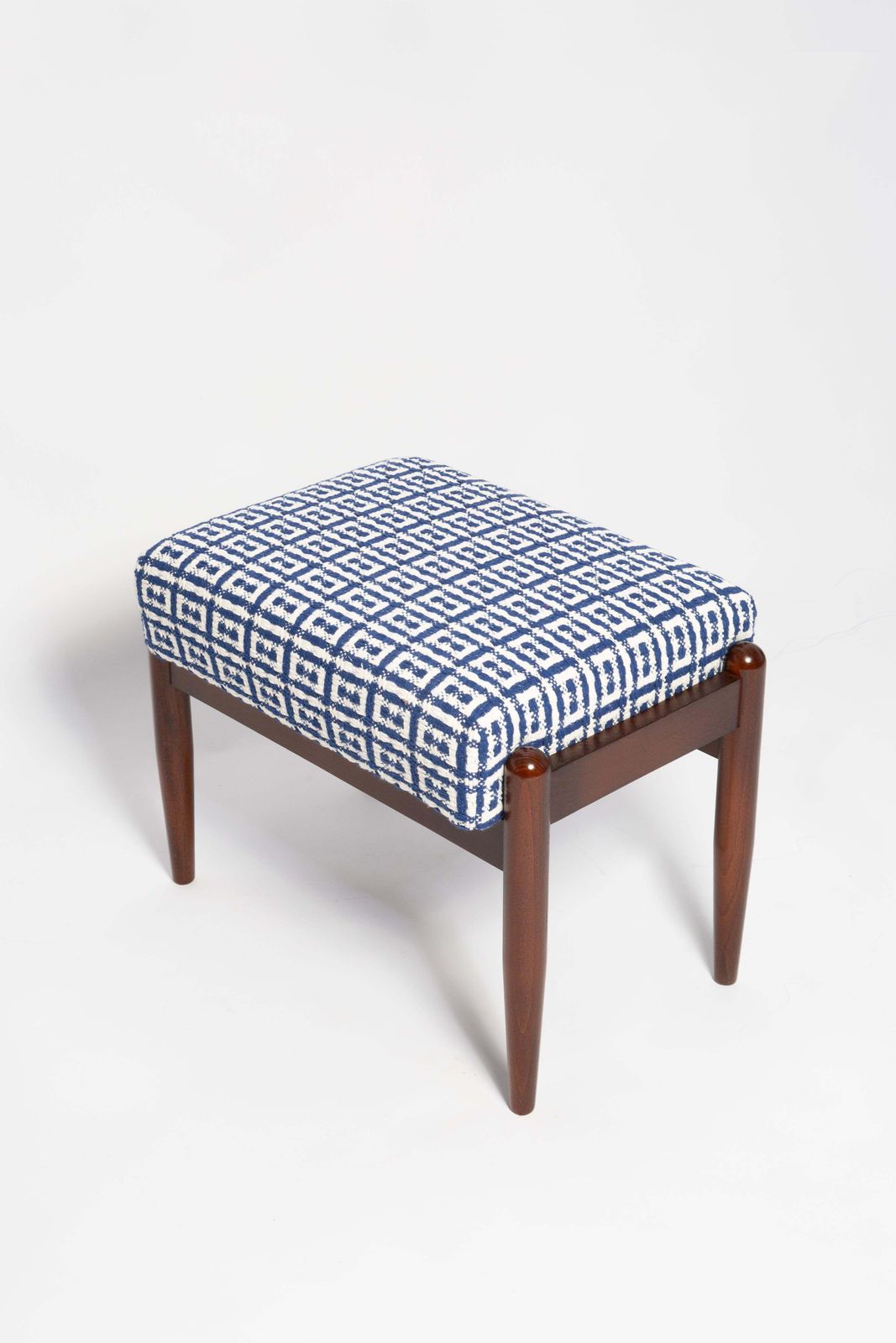 Mid Century Gfm Stool In Geometric Tweed Jacquard Dedar, E. Homa, Europe, 1960s photo for sale