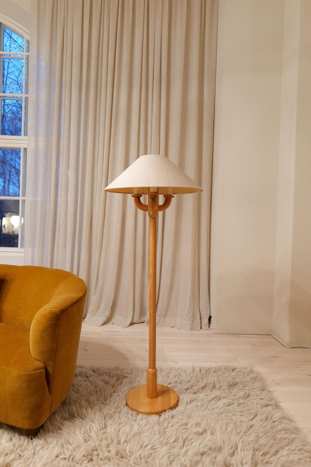 Scandinavian Modern Sculptural Floor Lamps Made In Pine, Sweden 1970s photo 3406.0