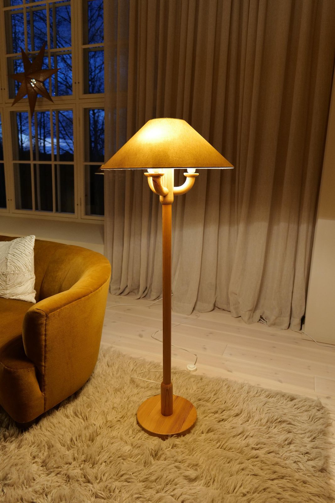 Lighting Scandinavian Modern Sculptural Floor Lamps Made In Pine, Sweden 1970s photo