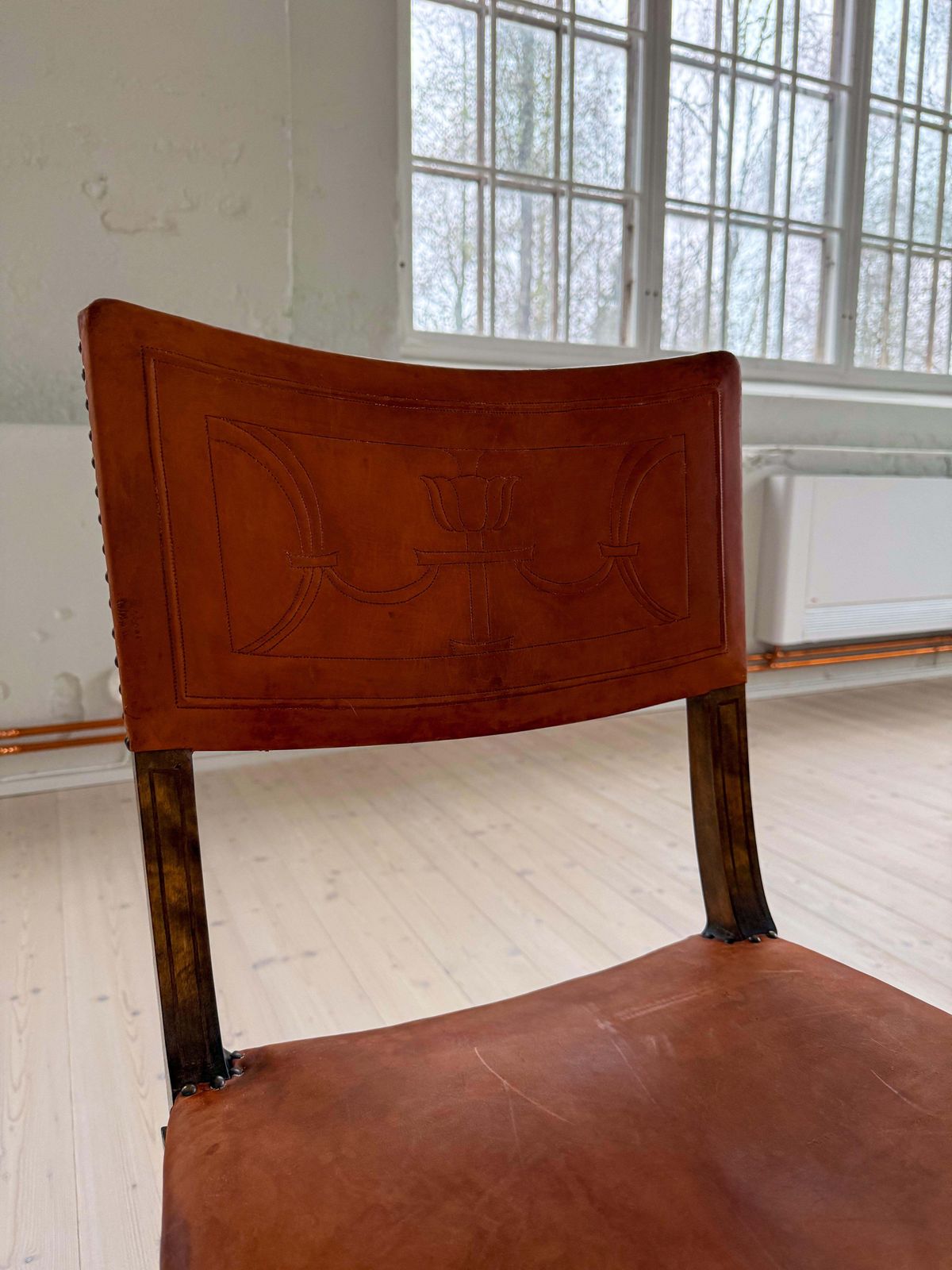 photo furniture Art Deco Swedish Chair Pine And Leather Carl Bergsten 1929