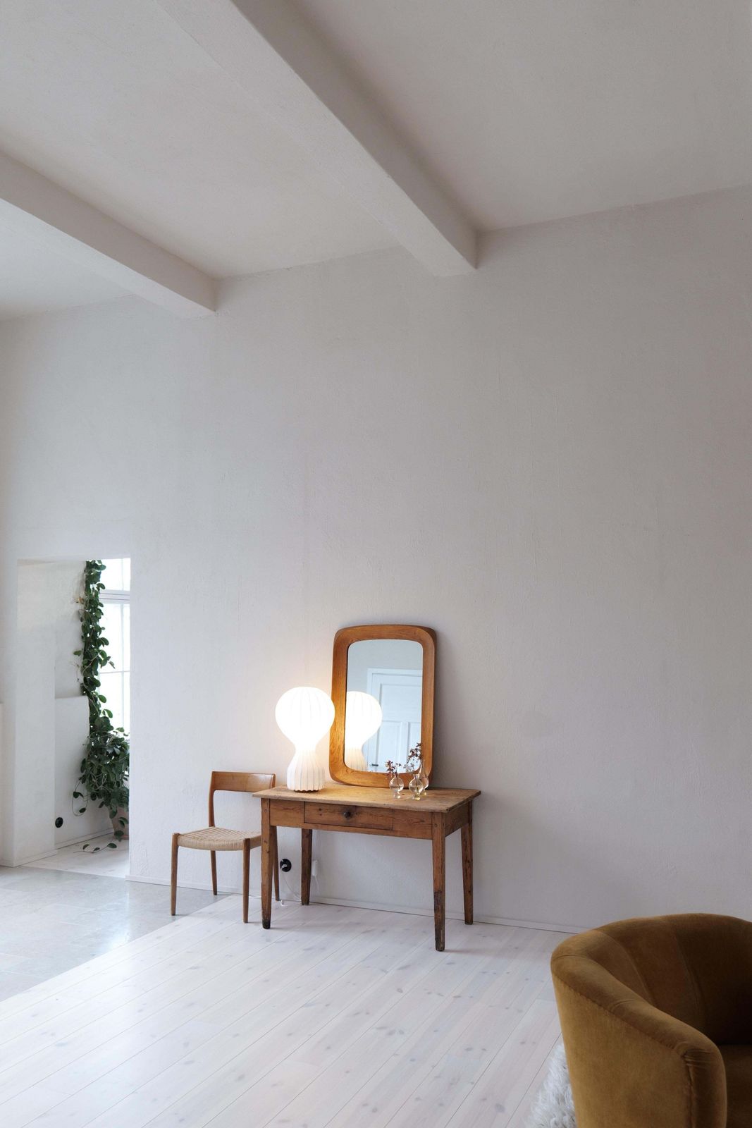 Midcentury Modern Sculptural Wall Mirror In Stained Oak, Glass, Glas & Trä 1959 photo for sale