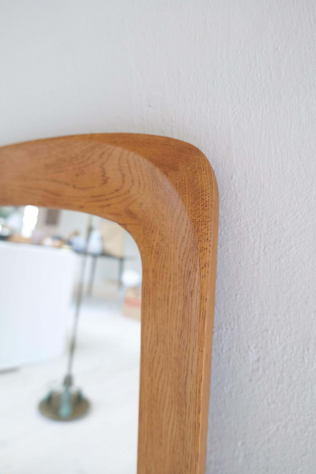 2342.0 Midcentury Modern Sculptural Wall Mirror In Stained Oak, Glass, Glas & Trä 1959 photo