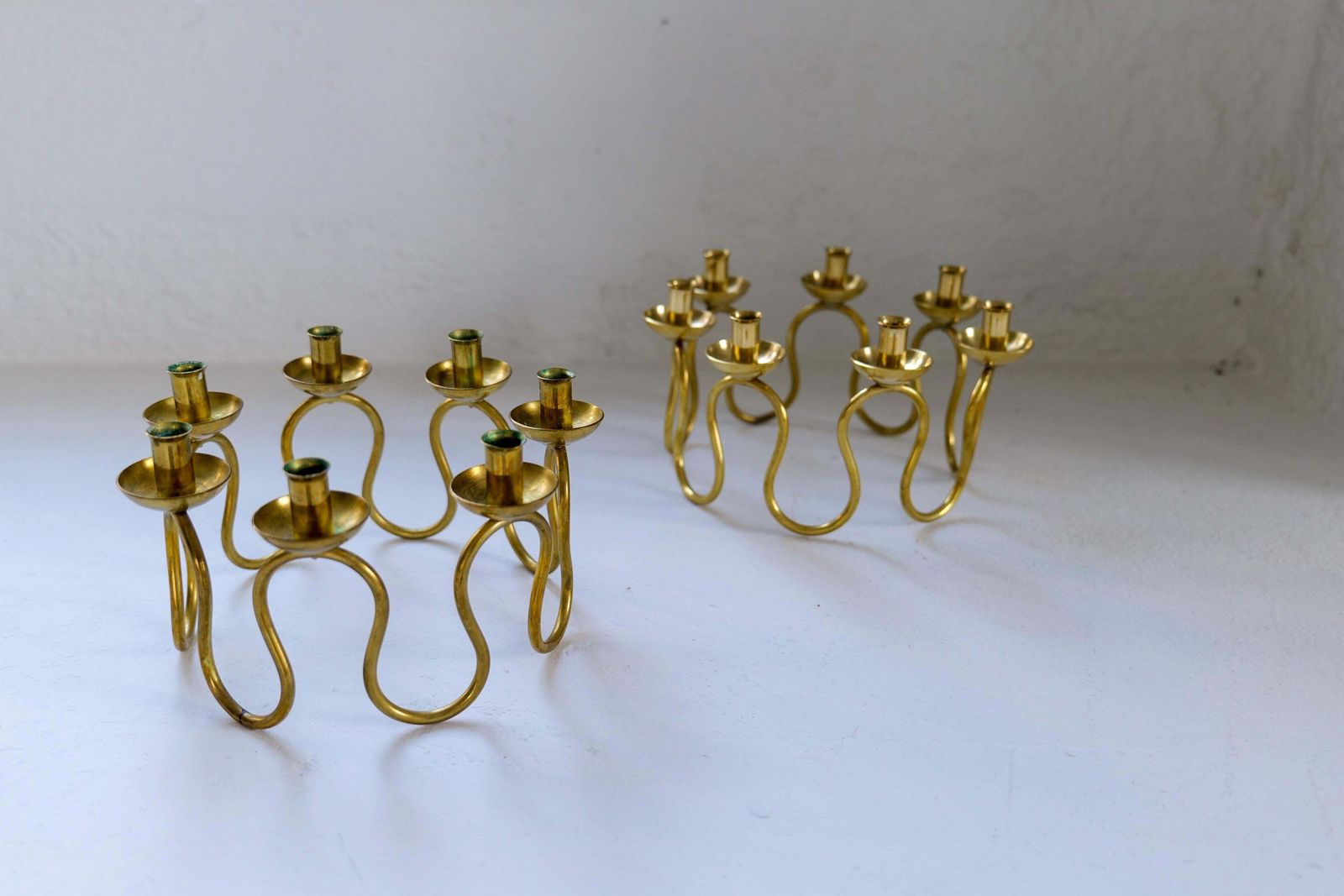 Art Deco Candlesticks In Brass By Lars Holmström In Arvika, Sweden photo buy