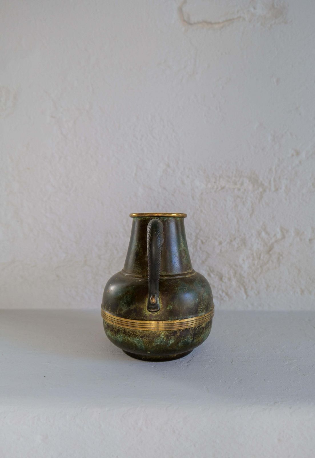photo for sale Art Deco Vase In Bronze And Brass By Svm Handarbete, Sweden 1940s