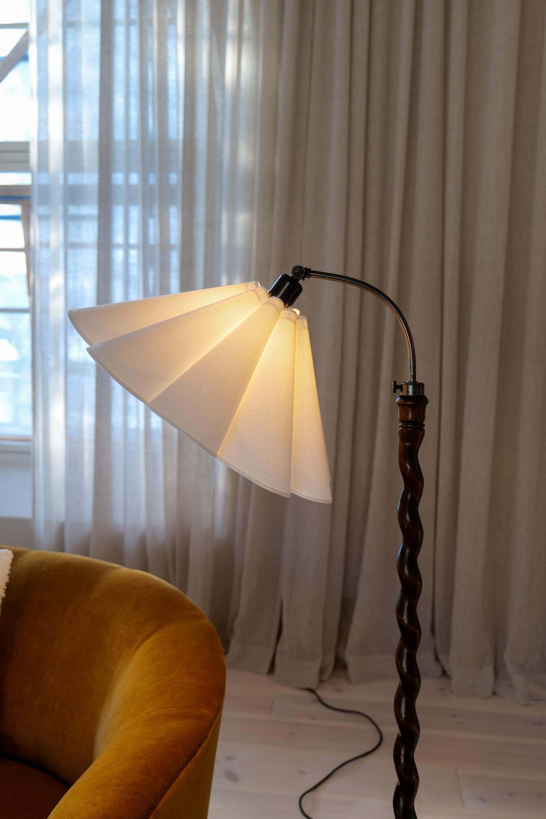 Art Deco Organic Swirl Floor Lamp In Stained Birch Sweden, 1940s photo 2429.0