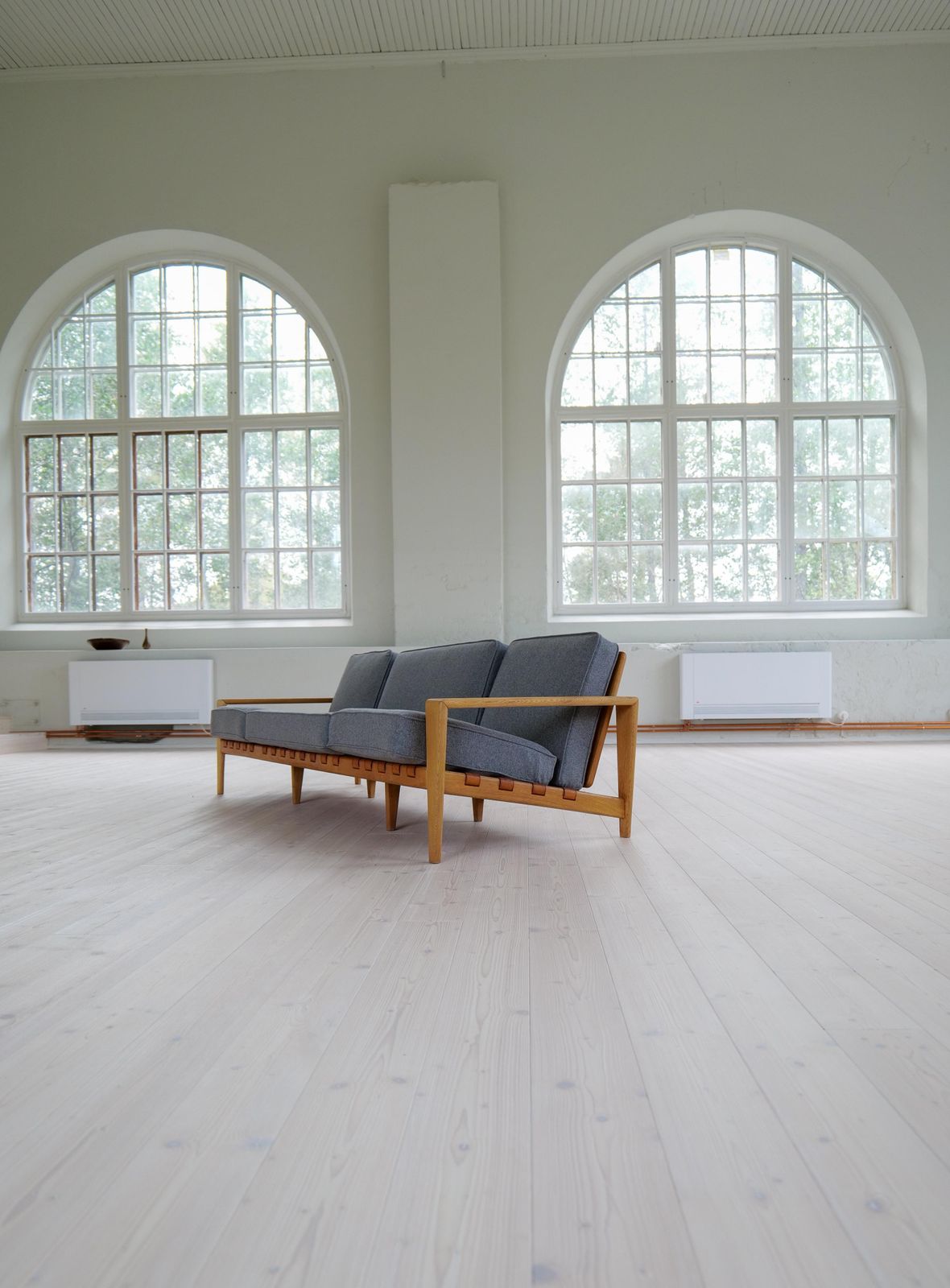 Midcentury Large Sofa "Bodö" Oak, Leather And Wool, Svante Skogh, Sweden, 1960s photo 5744.0