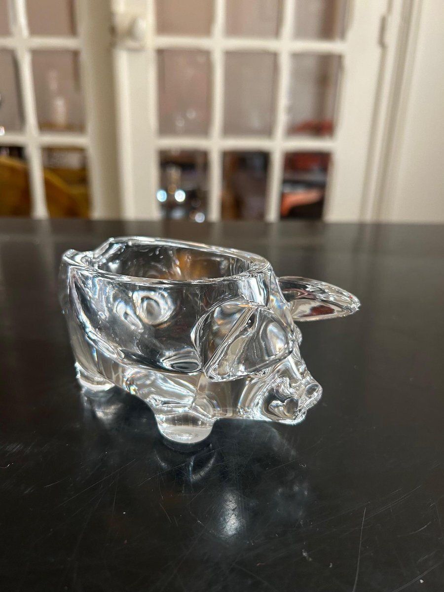 Home Decor Crystal Pig Vide Poche From Cristallerie De Vannes, 1970s photo