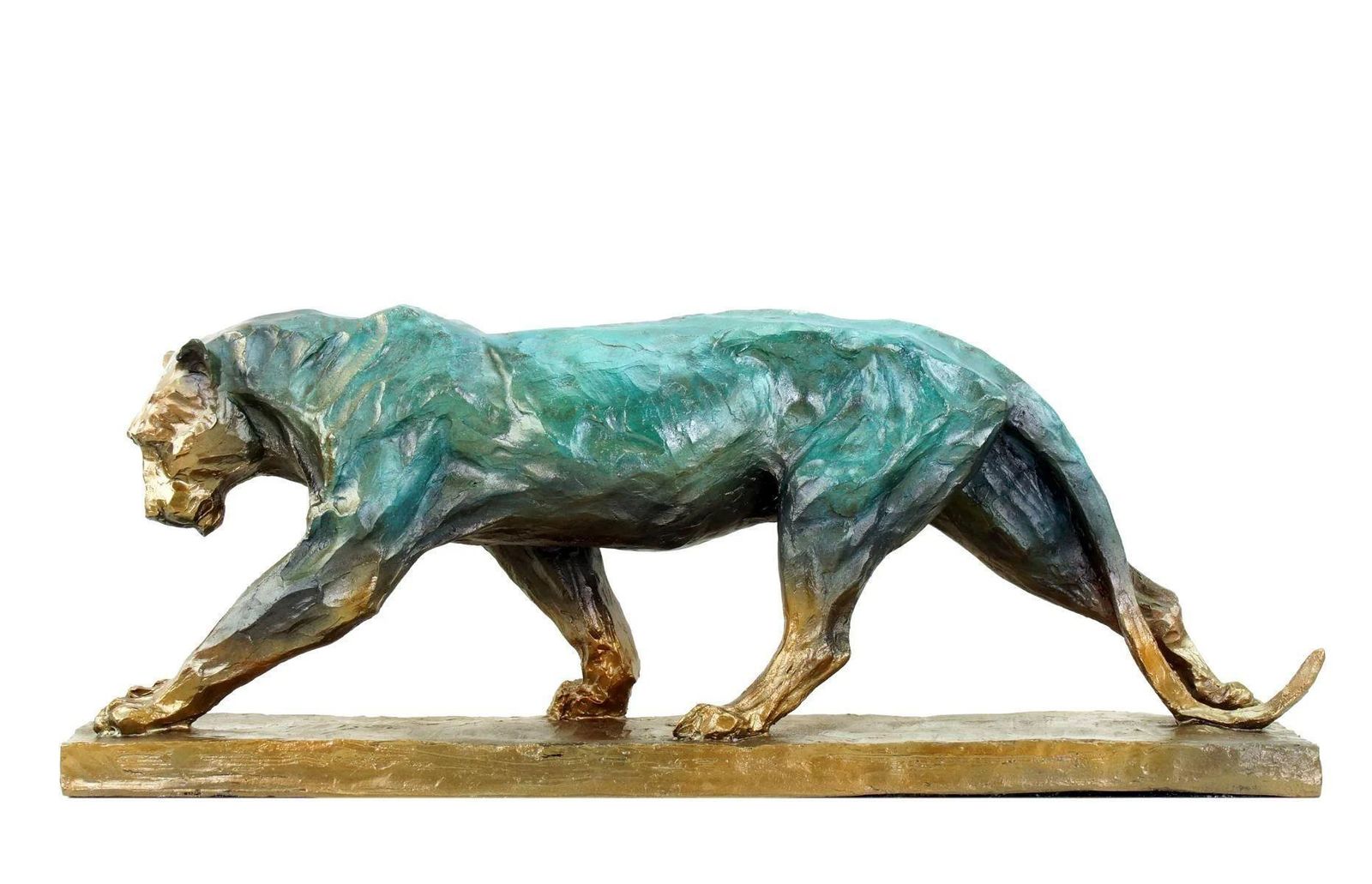 Walking Panther Statue In The Style Of Rembrandt Bugatti Bronze Sculpture photo Art
