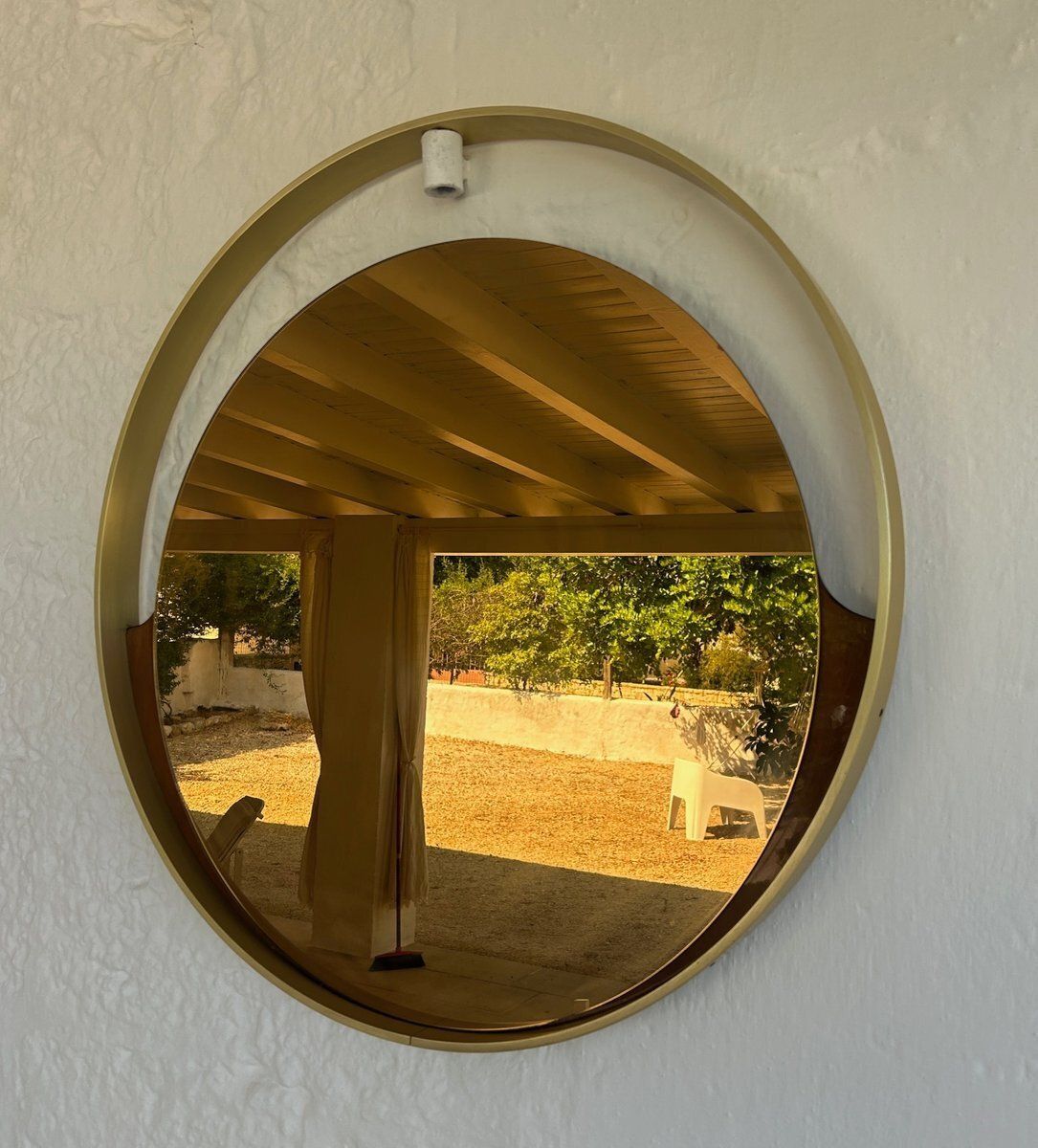 Italian Brass And Smoked Glass Mirror, 1970s photo Home Decor