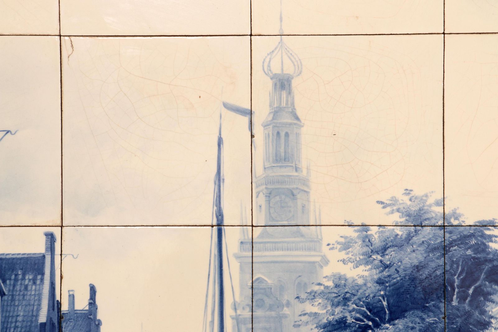 Dutch Delft Por Fles Large Tile Tablaeu De Waag By Cornelis Springer 1898 photo vinterior