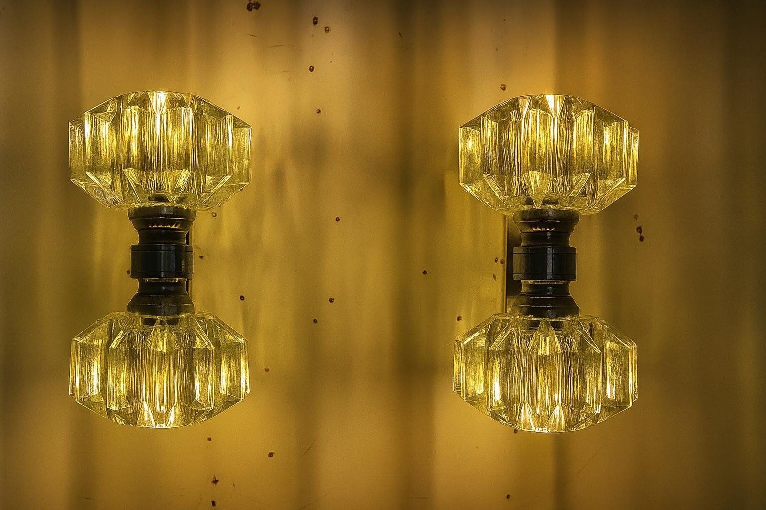 Murano Glass And Brass N.2 Wall Lamps, Italy, 1930s, Set Of 2