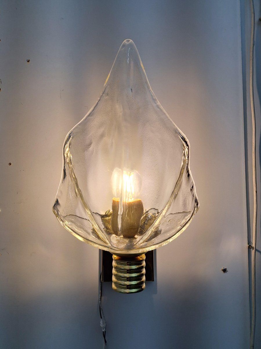 Murano Glass Wall Light With Brass Frame From La Murrina, 1980s, Set Of 2 photo buy