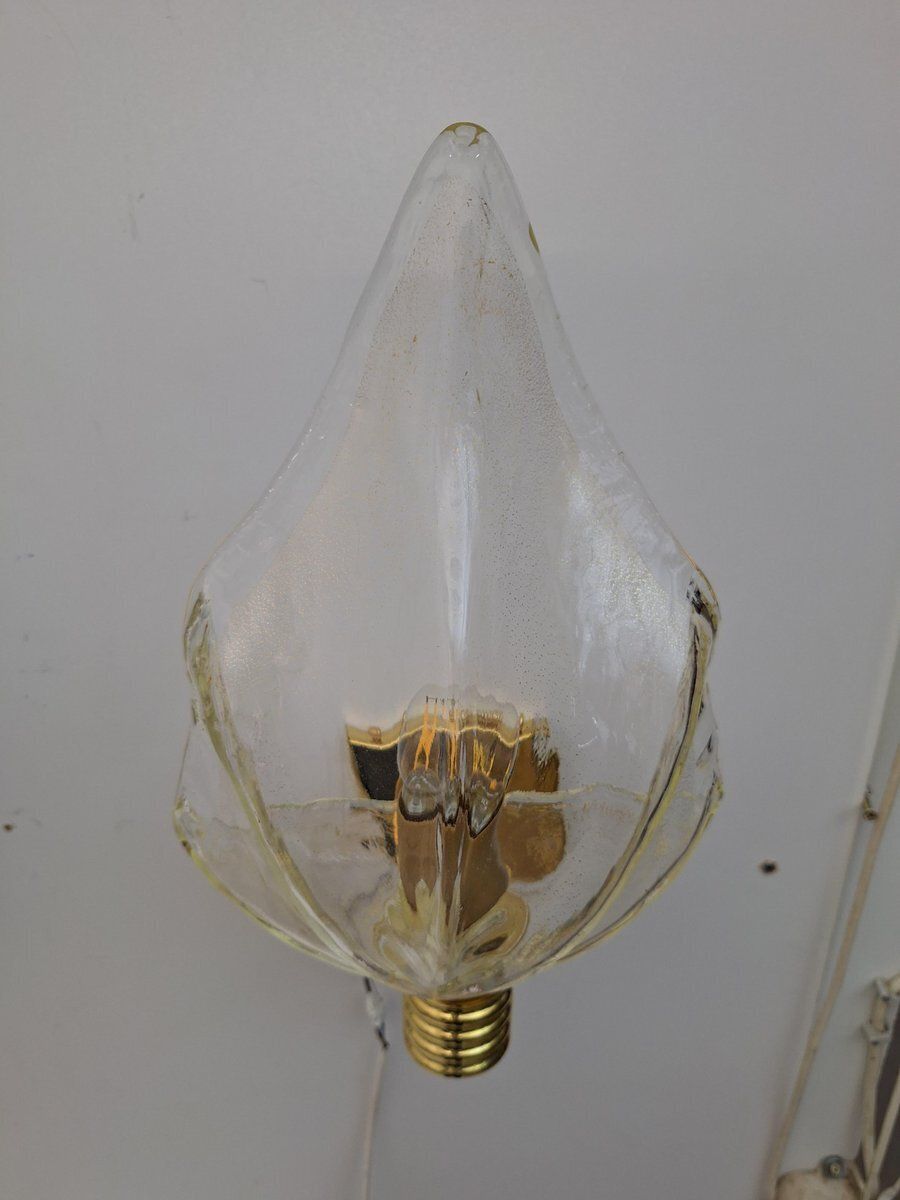 Lighting Murano Glass Wall Light With Brass Frame From La Murrina, 1980s, Set Of 2 photo