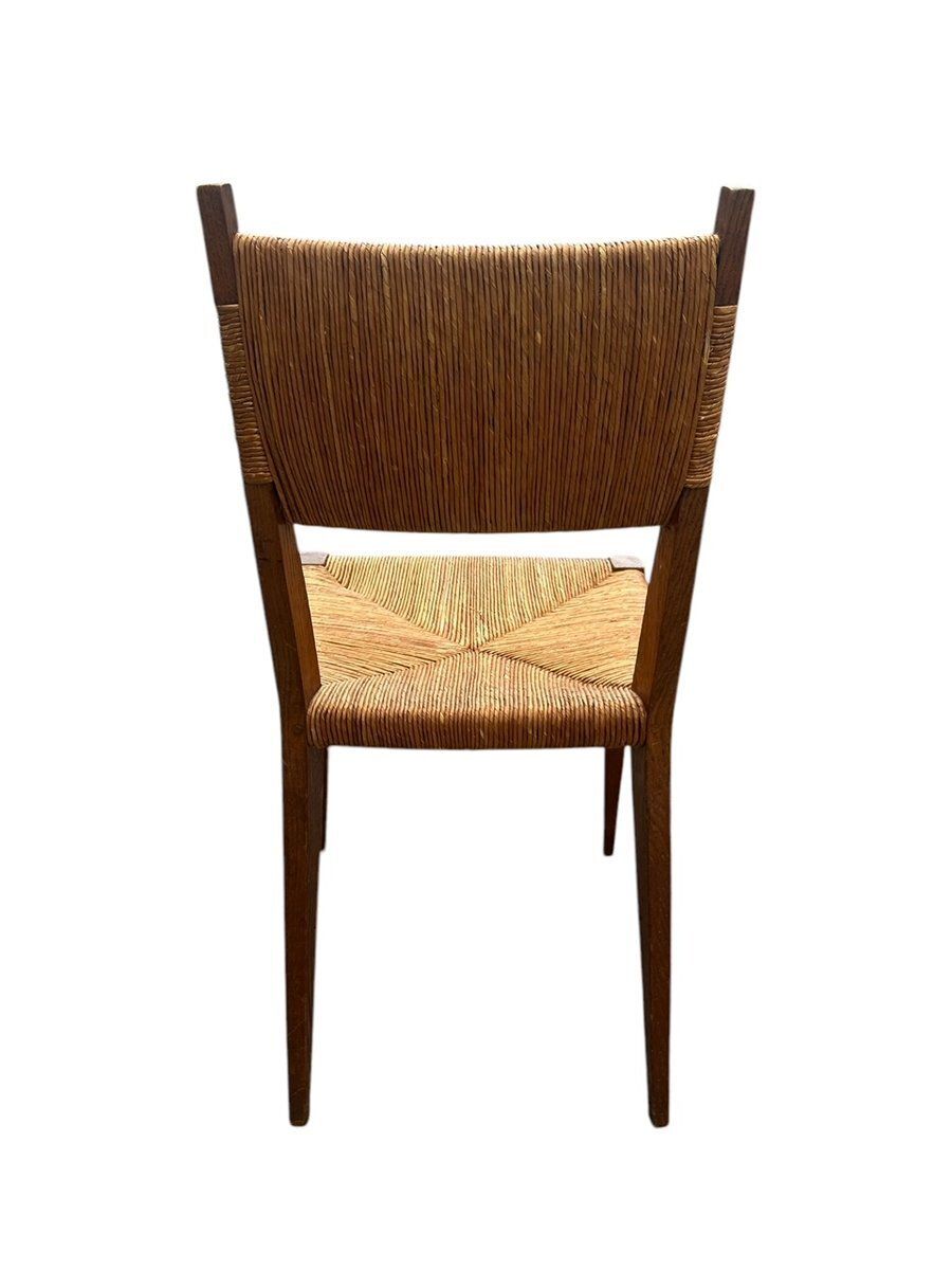 Set Of Straw Chairs By Marcel Gascoin, 1950s photo vintage