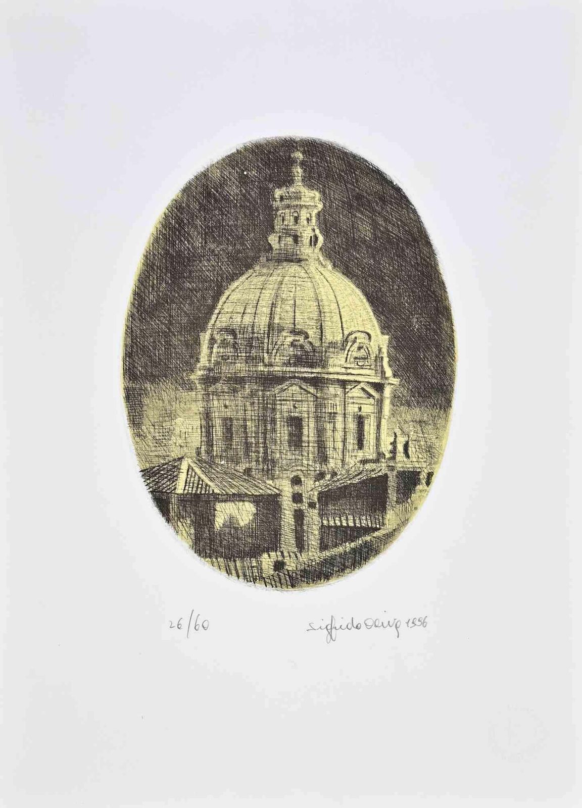 Sigfrido Olivaview Of Rome   Etching By Sigfrido Oliva   19961996