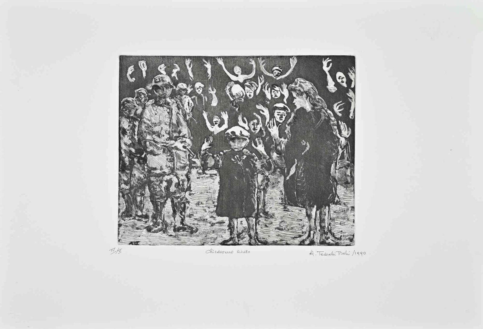 Amedeo Tedeschi Toschithey Were Asking For Help   Etching By Amedeo Tedeschi Toschi   1990s1990s