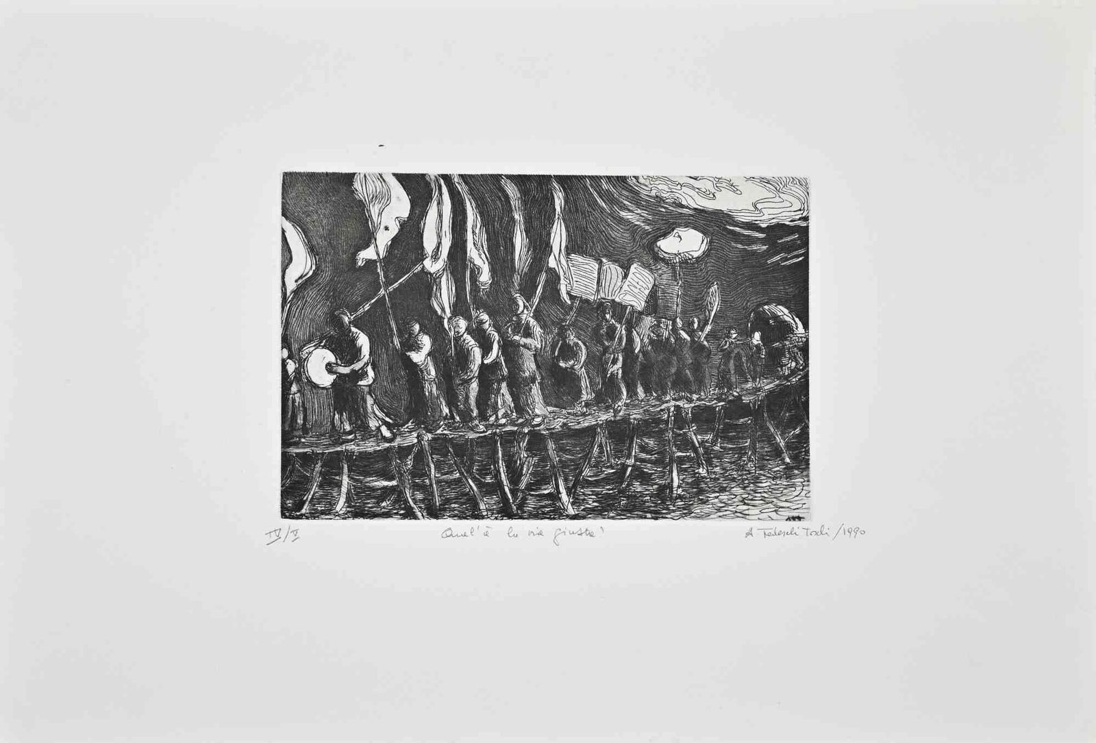 Amedeo Tedeschi Toschiwhat Is The Right Way?   Etching By Amedeo Tedeschi Toschi   19901990