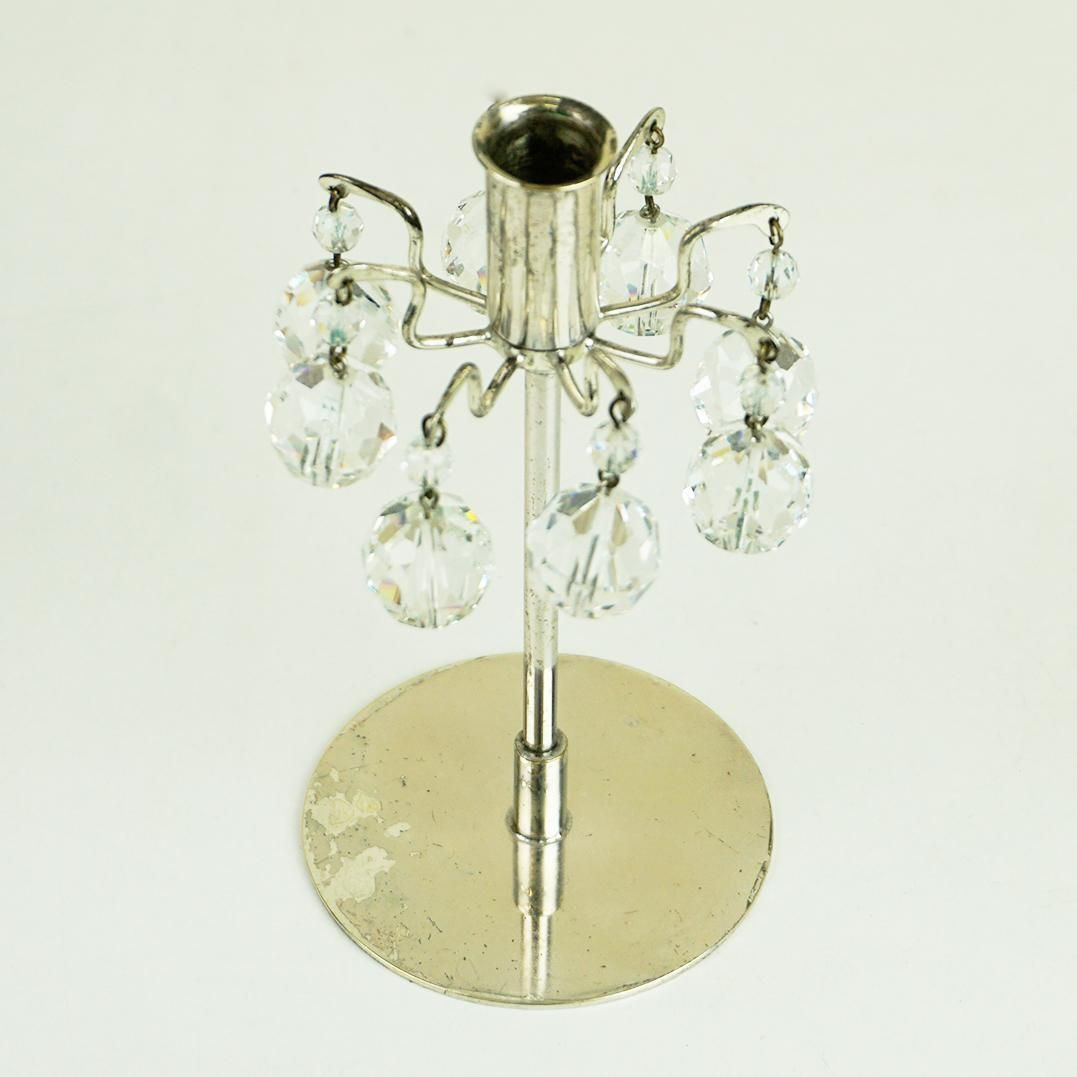 Austrian Midcentury J L Lobmeyr Crystal Glass Silver Candleholder photo Home Decor