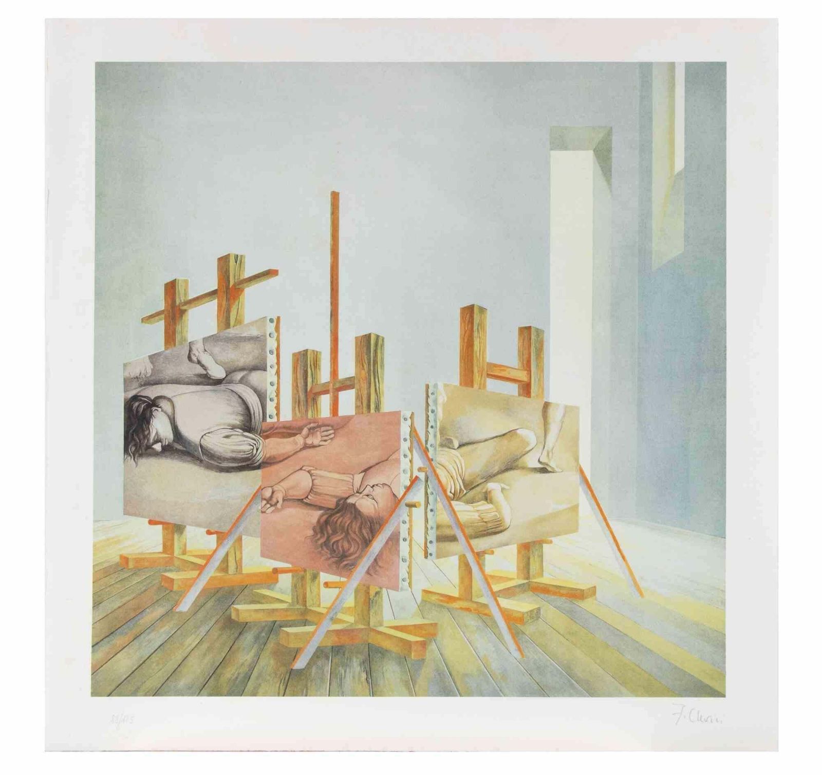 Fabrizio Clericithe Painter's Studio   Lithograph By Fabrizio Clerici   1980s1980s photo furniture