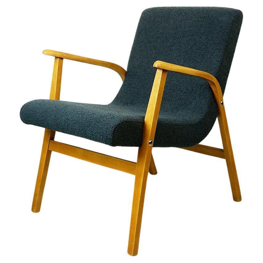 Grey Bouclé Beechwood Café Ritter Lounge Chair By Roland Rainer Vienna