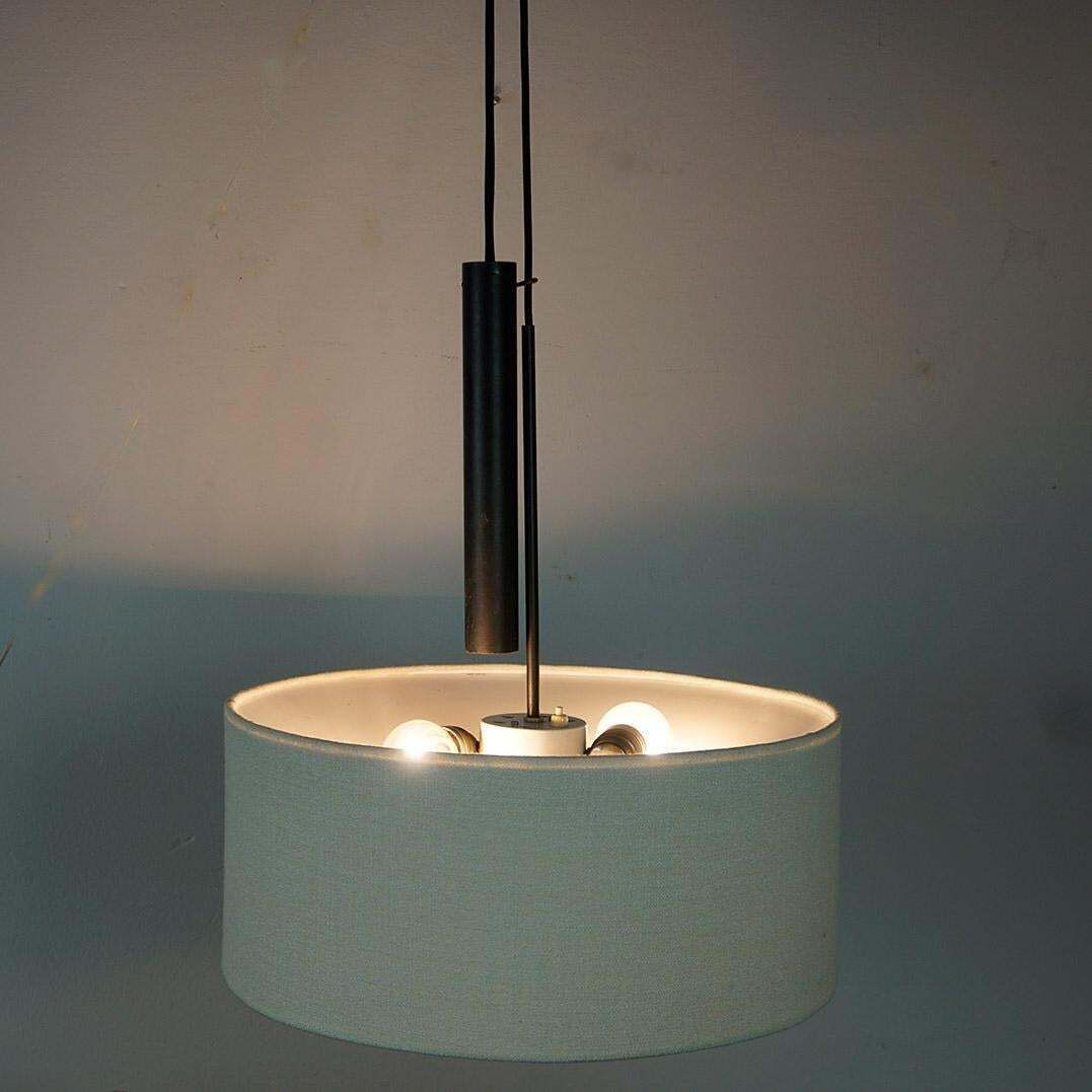 Lighting Austrian Midcentury  Black Metal Counterweight  Pendant Lamp By J.T. Kalmar photo