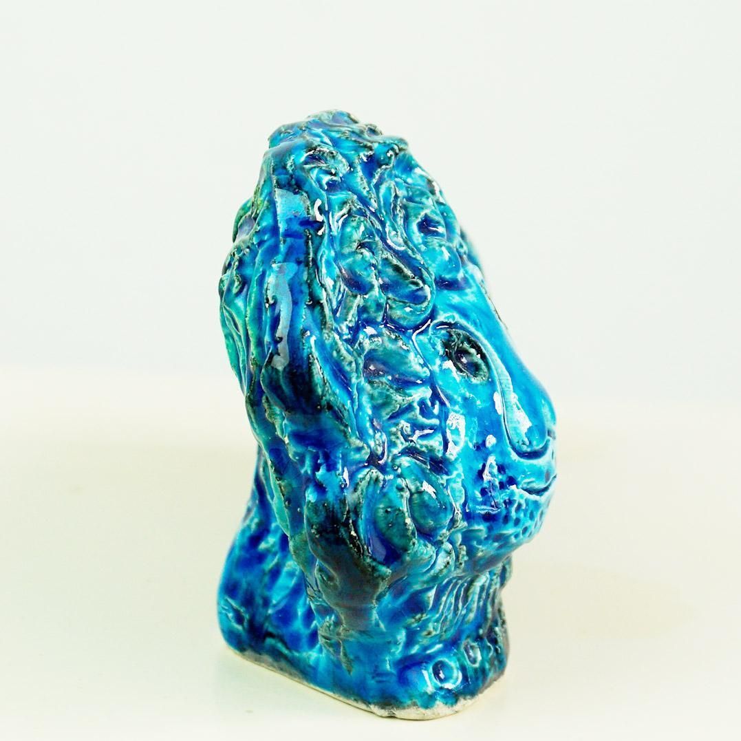 Italian Midcentury Rimini Blu Ceramic Lion By Aldo Londi For Bitossi photo Art