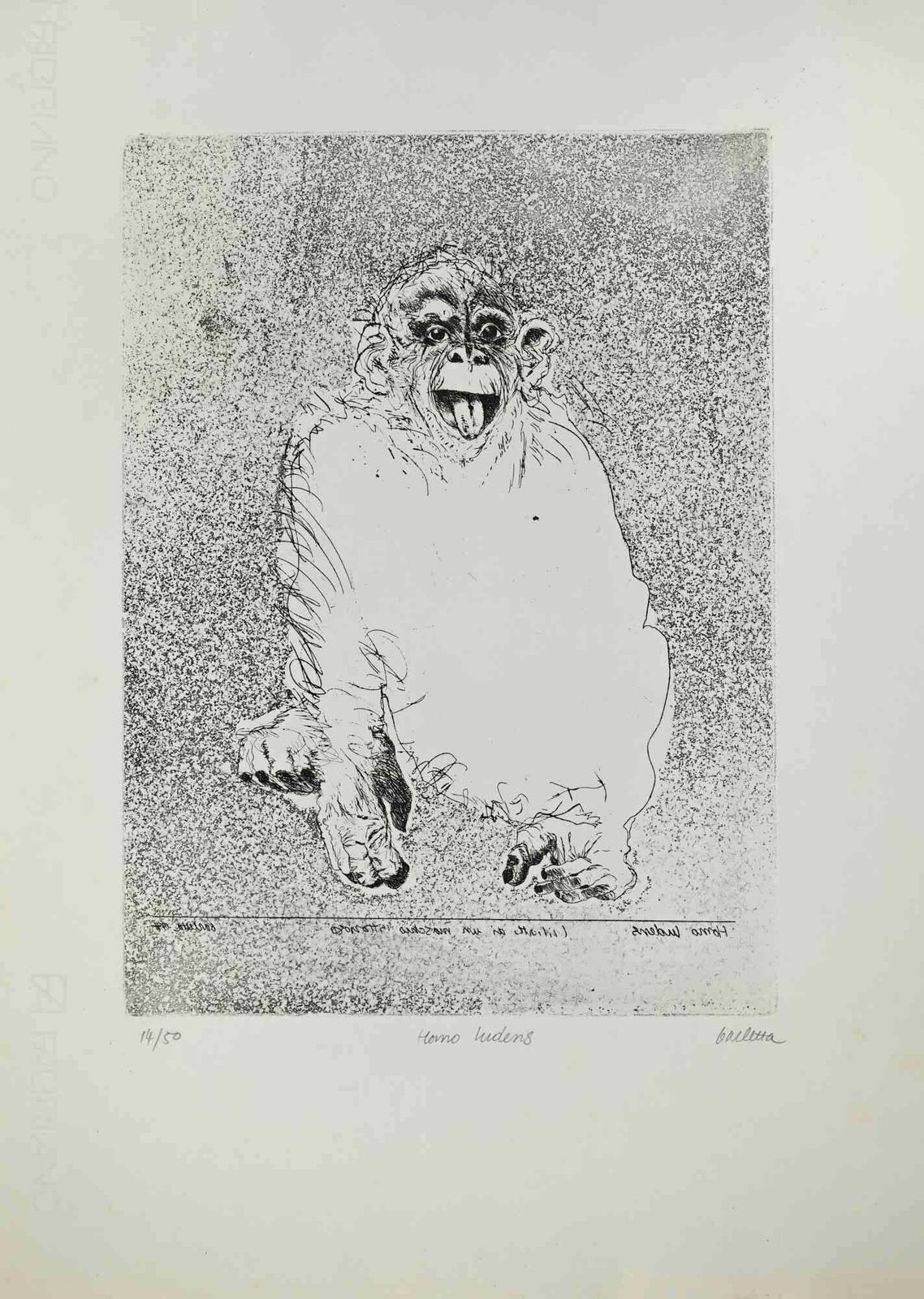 Sergio Barlettahomo Ludens   Etching By Sergio Barletta   1960s1960s