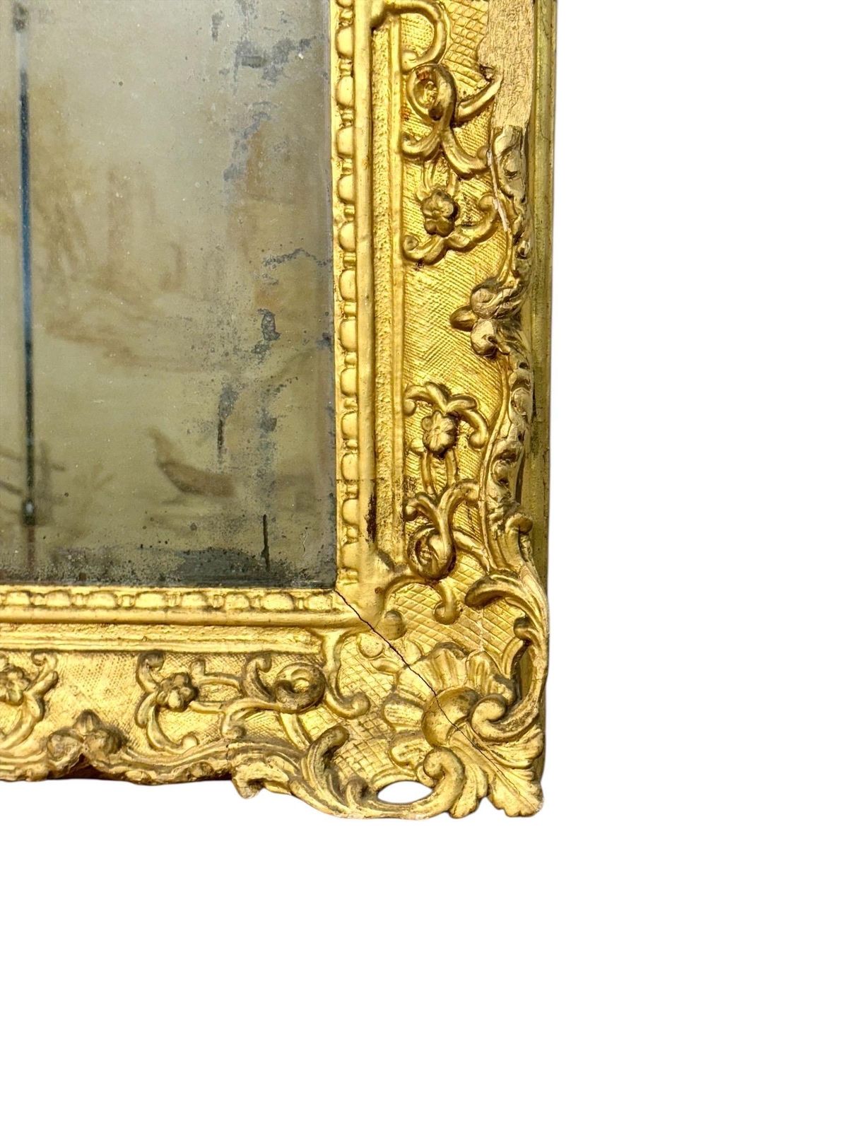 18th Century French Louis XV Giltwood Mirror With Original Mercury Glass photo for sale