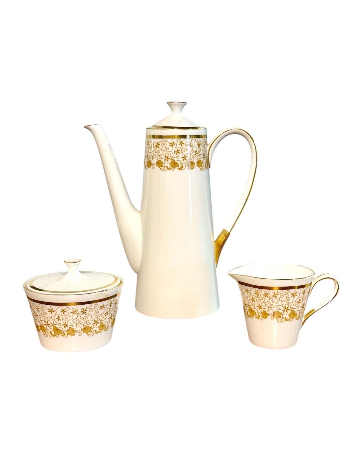 44 Piece Royal Tuscan Gold And White Bone China Coffee & Tea Service photo furniture