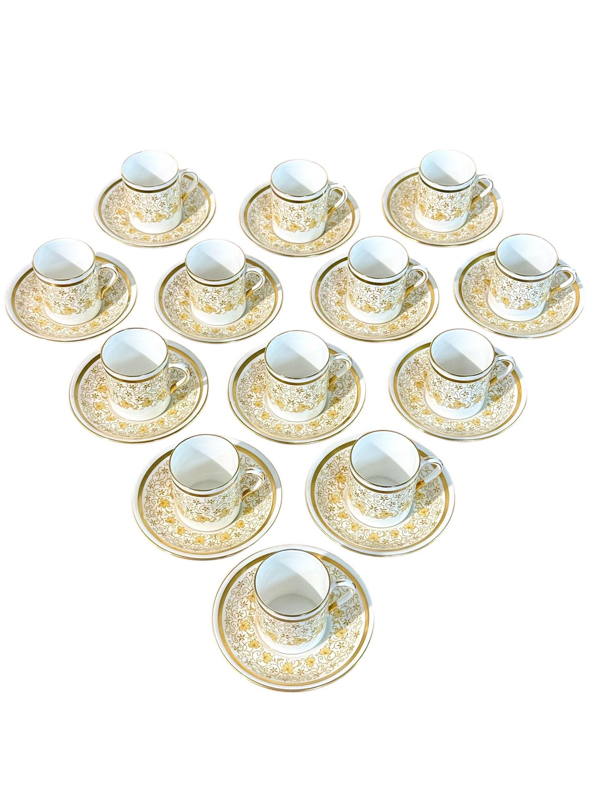 44 Piece Royal Tuscan Gold And White Bone China Coffee & Tea Service photo Home Decor