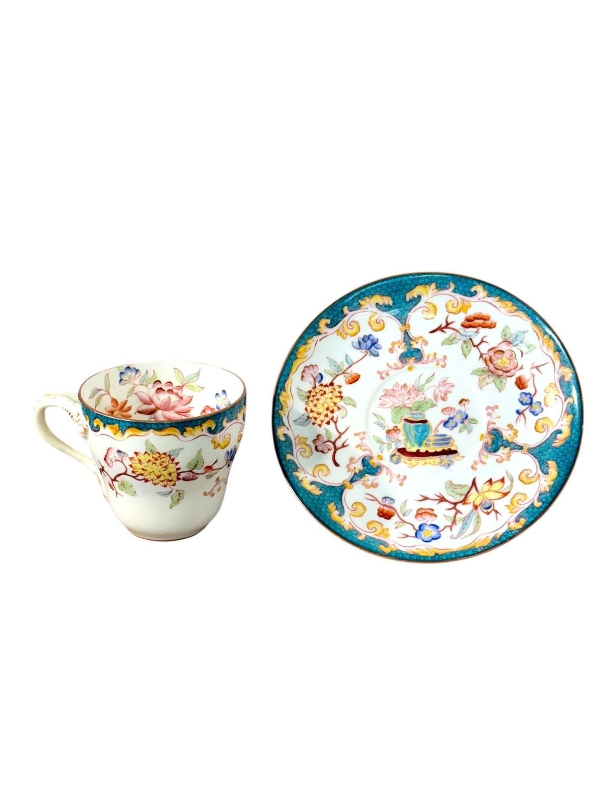 19th Century Set Of Four Samson Paris Polychrome Demitasse Cups & Saucers photo for sale