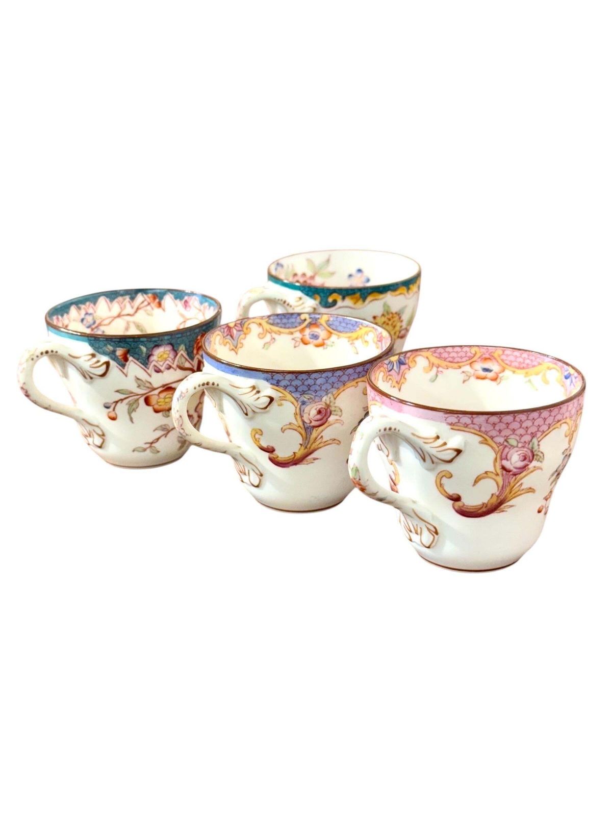 photo furniture 19th Century Set Of Four Samson Paris Polychrome Demitasse Cups & Saucers