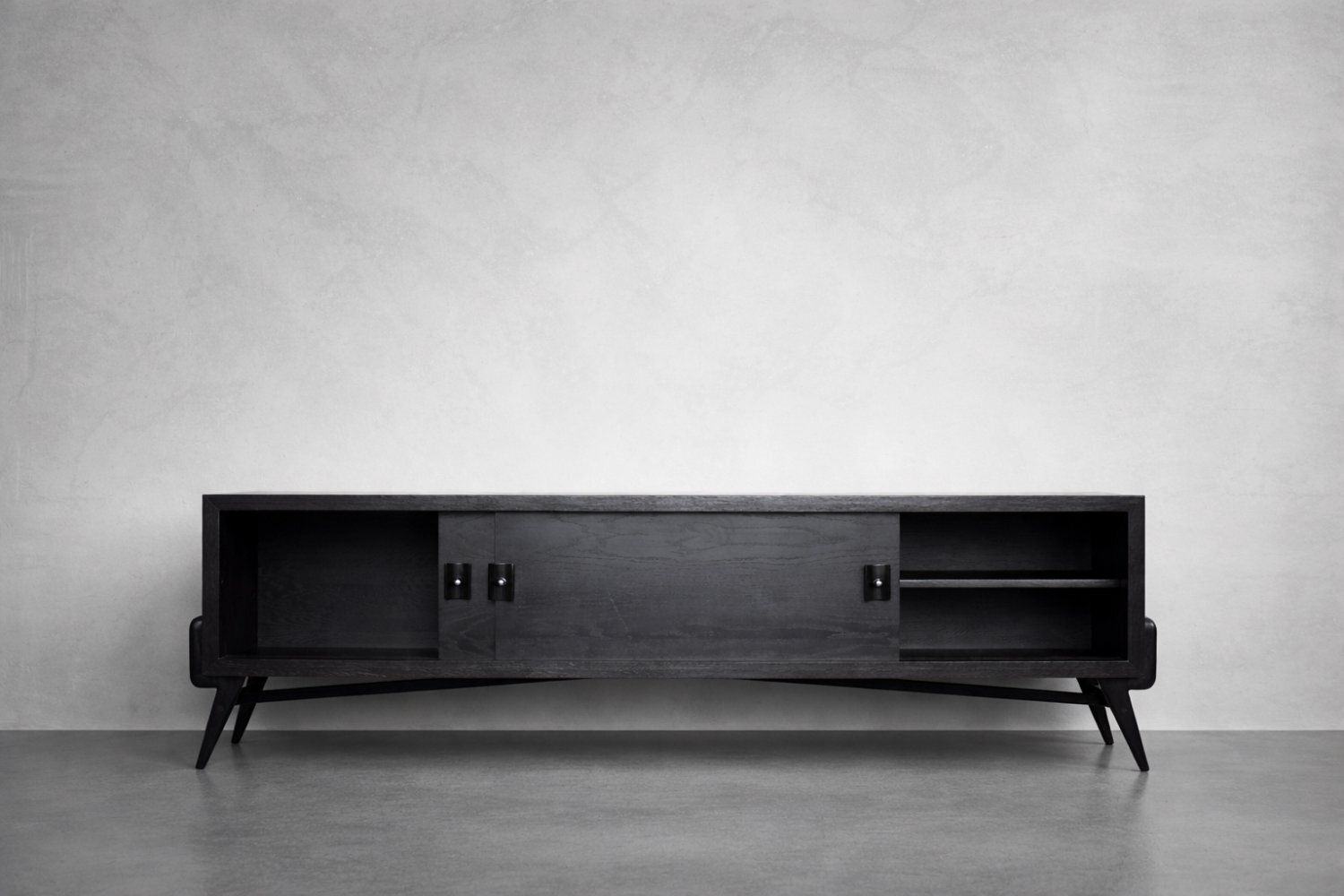 Mid Century Modern Scandinavian Dark Oak Sideboard With Wooden & Metal Handles, 1960s photo Furniture