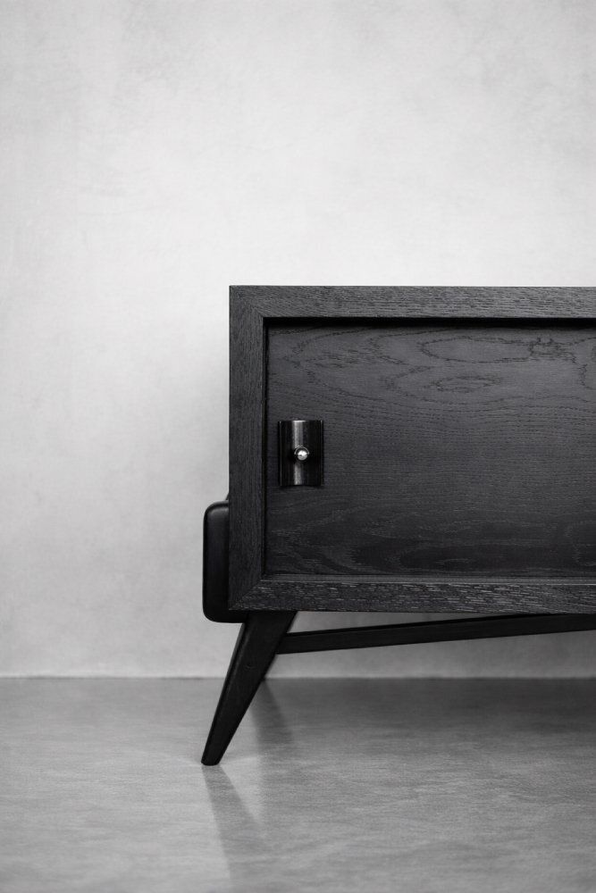 Mid Century Modern Scandinavian Dark Oak Sideboard With Wooden & Metal Handles, 1960s photo 6930.0